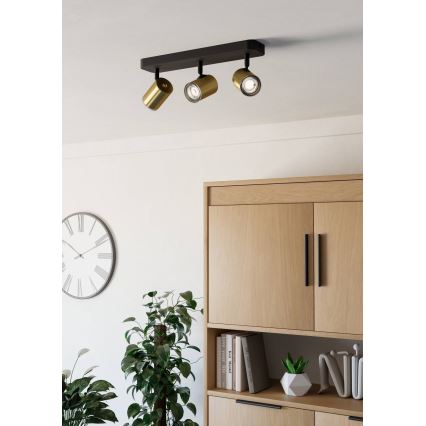 Eglo - Badkamer spot 3xGU10/5W/230V IP44 zwart/goud