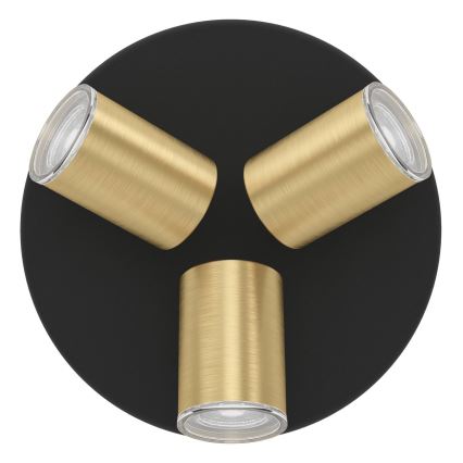 Eglo - Badkamerspot 3xGU10/5W/230V IP44 zwart/goud