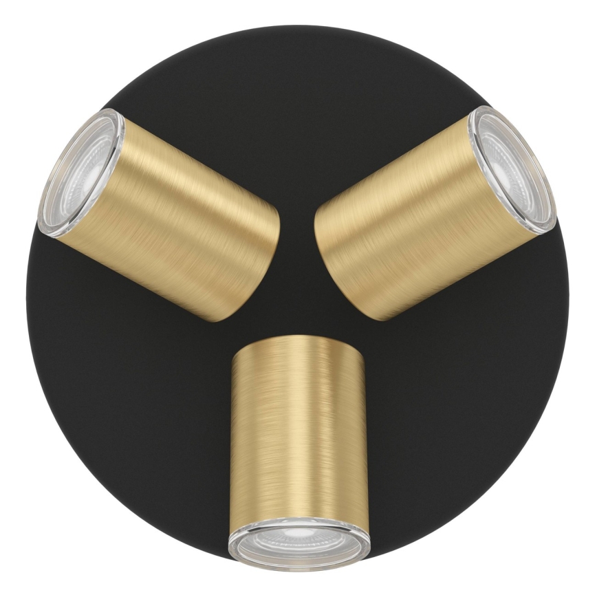 Eglo - Badkamer-spotlamp 3x GU10/5W/230V Ø 25 cm IP44 zwart/goud