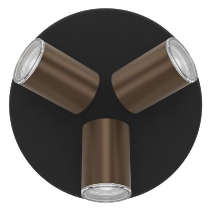 Eglo - Badkamerspot 3xGU10/5W/230V IP44 zwart/bruin