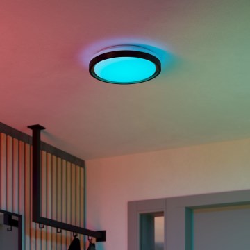 Eglo 300684 - LED RGBW dimbare plafondlamp MALERAMARA-Z LED/14W/230V 2700-6500K Ø 35,7 cm zwart/goud + afstandsbediening