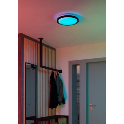 Eglo 300684 - LED RGBW dimbare plafondlamp MALERAMARA-Z LED/14W/230V 2700-6500K Ø 35,7 cm zwart/goud + afstandsbediening