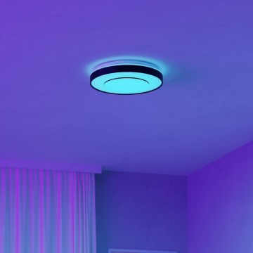 Eglo 300688 - Dimbare LED RGBW-plafondlamp MONTERIGGIONI-Z LED 18,5 W/230 V, 2700-6500 K, Ø 38,4 cm, zwart + afstandsbediening