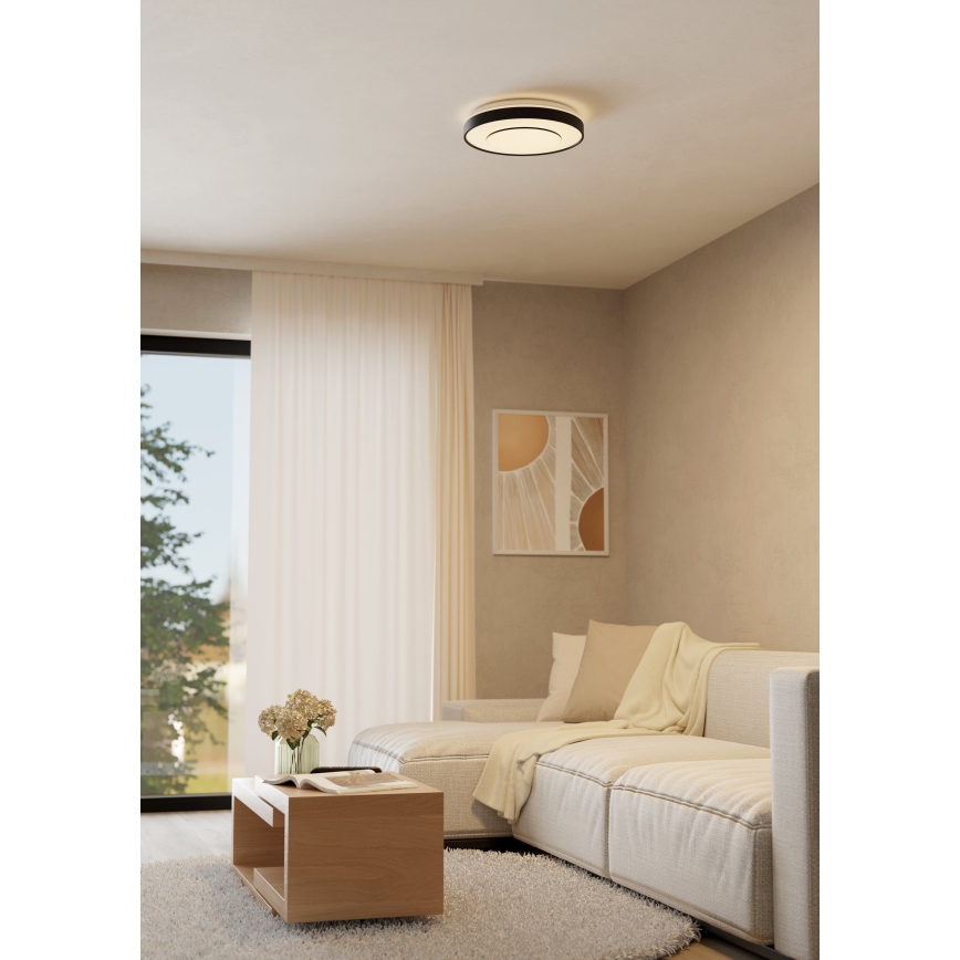 Eglo 300688 - Dimbare LED RGBW-plafondlamp MONTERIGGIONI-Z LED 18,5 W/230 V, 2700-6500 K, Ø 38,4 cm, zwart + afstandsbediening