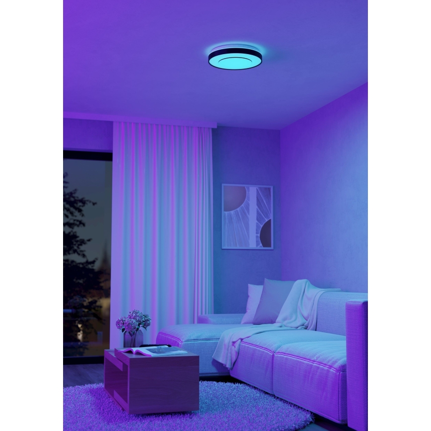 Eglo 300688 - Dimbare LED RGBW-plafondlamp MONTERIGGIONI-Z LED 18,5 W/230 V, 2700-6500 K, Ø 38,4 cm, zwart + afstandsbediening