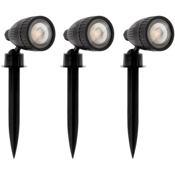 Eglo 31028 - Set van 3x LED RGBW buitenlampen NEMA-C 1xGU10/5W/230V 2700-6500K IP44 zwart + afstandsbediening