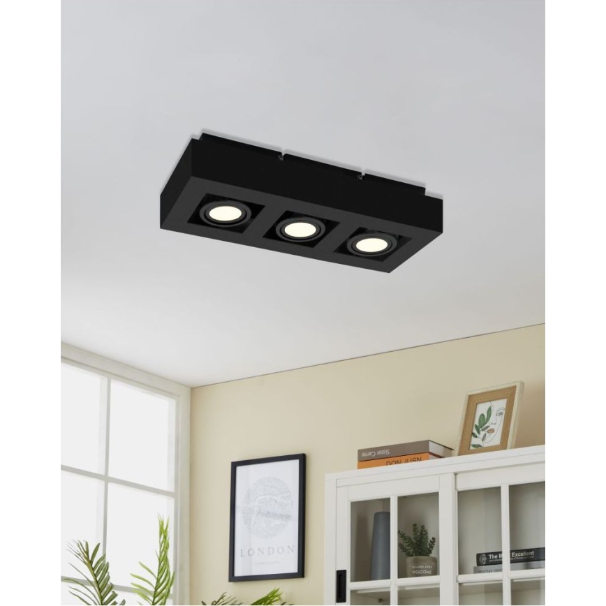 Eglo 31064 - LED spot MENDOZA 3xLED/4,7W/230V 3000K zwart