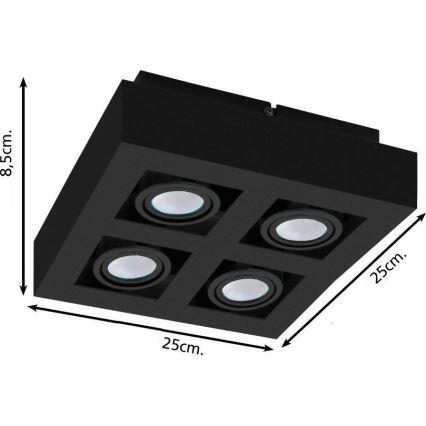 Eglo 31065 - LED plafondspot MENDOZA 4xLED/4,7W/230V 3000K zwart