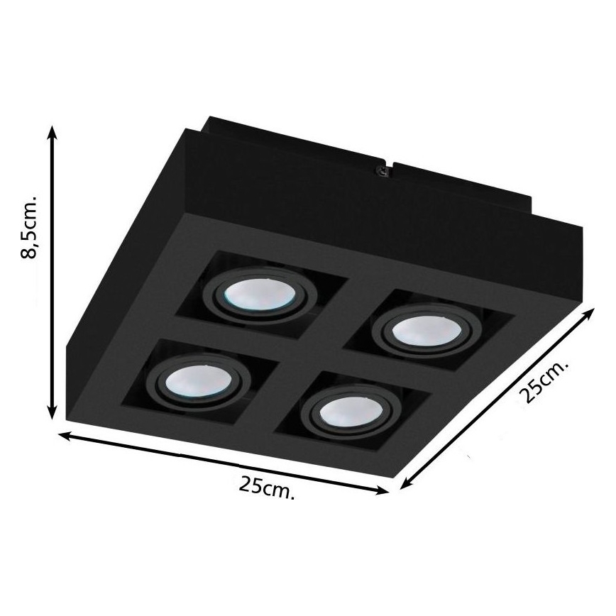 Eglo 31065 - LED plafondspot MENDOZA 4xLED/4,7W/230V 3000K zwart