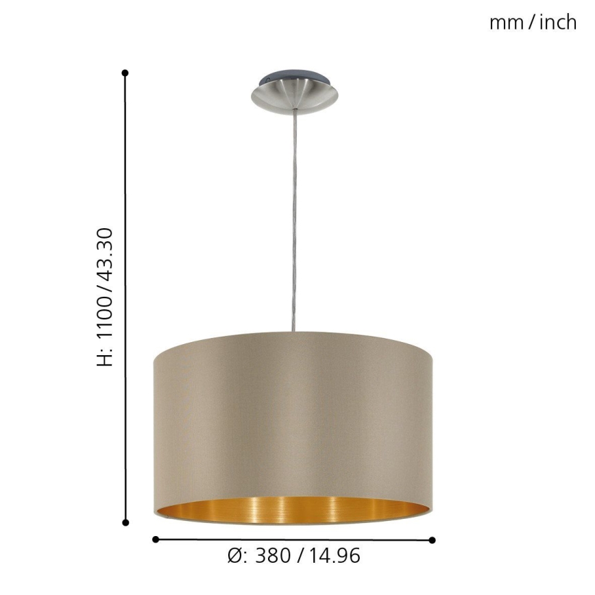 Eglo - Hanglamp aan een koord 1xE27/60W/230V taupe