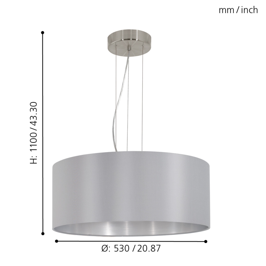 Eglo 31606 - Hanglamp met kabel MASERLO 3xE27/60W/230V
