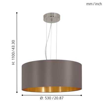 Eglo - Hanglamp aan koord 3xE27/60W/230V