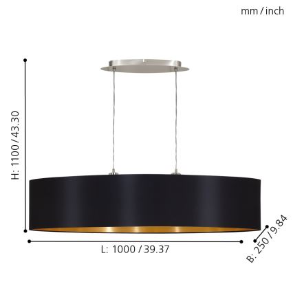 Eglo - Hanglamp aan koord 2xE27/60W/230V