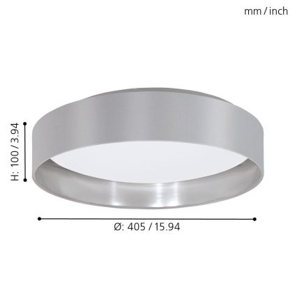 Eglo 31623 - LED plafondlamp MASERLO LED/16W/230V 3000K Ø 40,5 cm grijs/zilver
