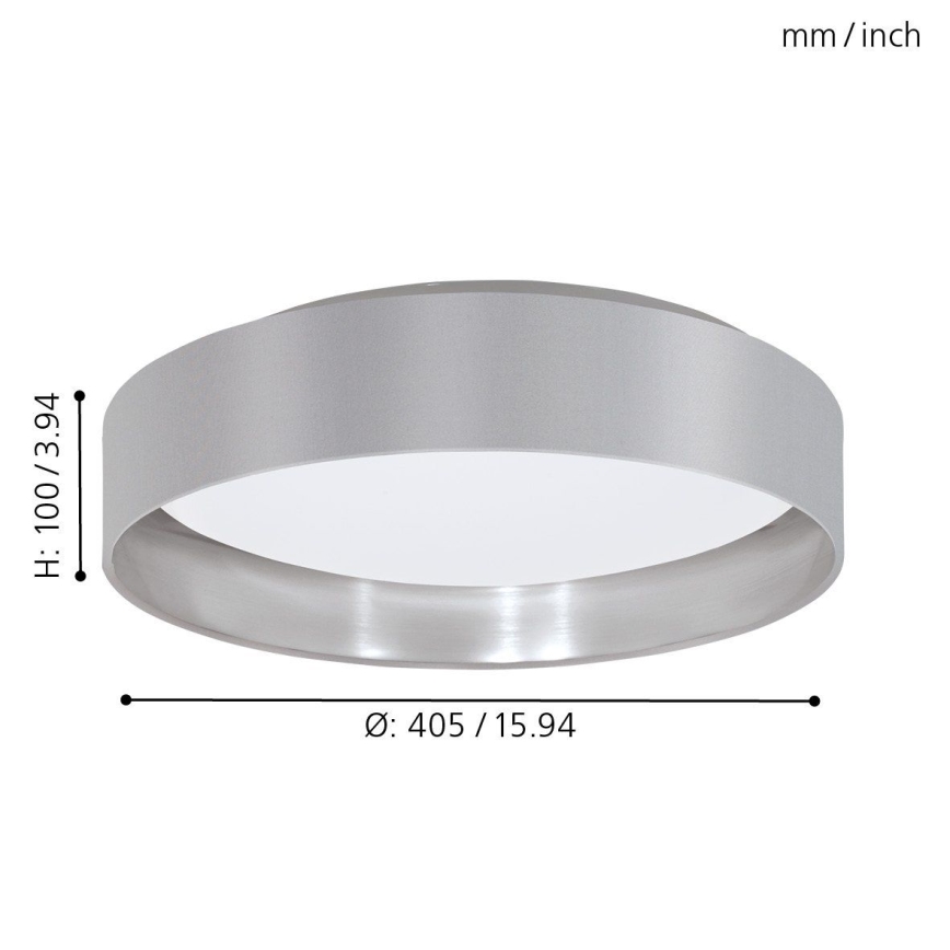 Eglo 31623 - LED plafondlamp MASERLO LED/16W/230V 3000K Ø 40,5 cm grijs/zilver