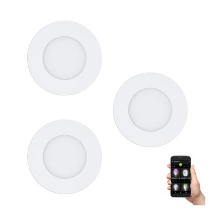 Eglo 31741 - SET van 3 dimbare LED-inbouwspots voor badkamer FUEVA-Z 1xLED/2,8W/230V 2700-6500K IP44 wit Ø 8,5 cm