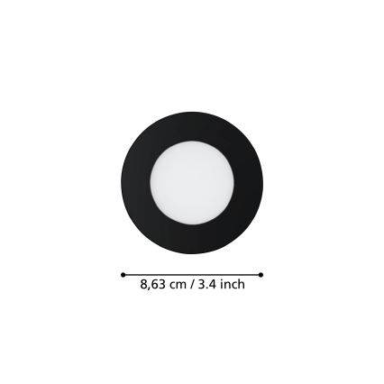 Eglo 31743 - SET 3x LED dimbare badkamer inbouwspot FUEVA-Z 1xLED/2,8W/230V 2700-6500 IP44 zwart