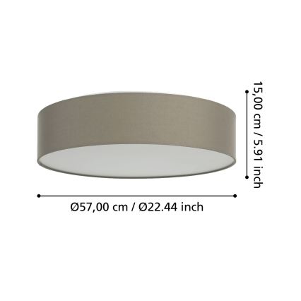 Eglo 31767 - LED RGBW dimbare plafondlamp ROMAO-Z LED/35W/230V 2700-6500K Ø 57 cm taupe