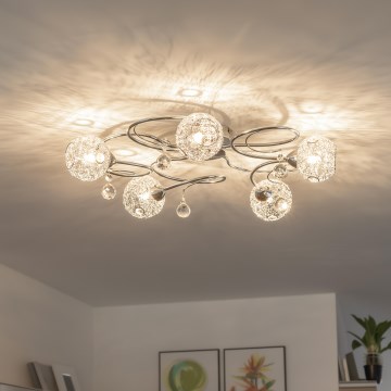 Eglo 32103 - Opbouwkroonluchter VELAGO 5xG9/33W/230V glanzend chroom