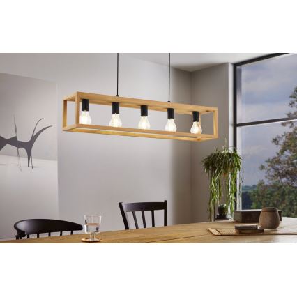 Eglo 32143 - Hanglamp met kabel BLACKCROWN 5xE27/40W/230V bruin