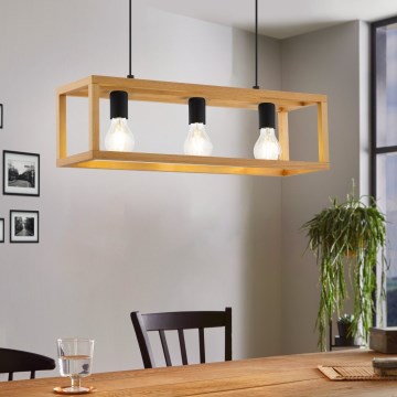 Eglo 32144 - Hanglamp aan kabel BLACKCROWN 3xE27/40W/230V bruin