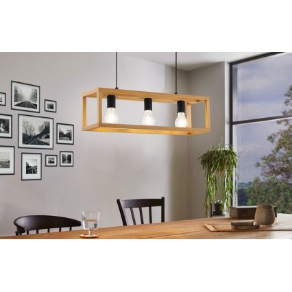 Eglo 32144 - Hanglamp aan kabel BLACKCROWN 3xE27/40W/230V bruin