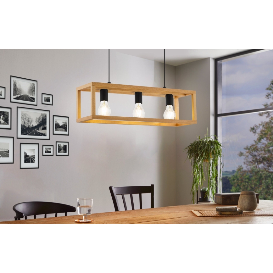 Eglo 32144 - Hanglamp aan kabel BLACKCROWN 3xE27/40W/230V bruin