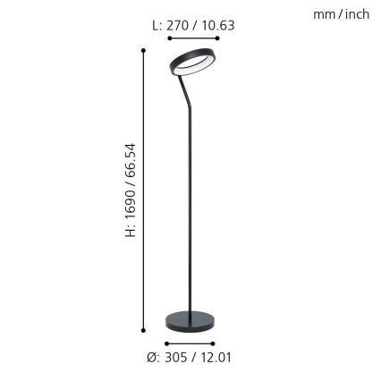 Eglo 32327 - LED RGBW dimbare vloerlamp MARGHERA-C LED/15,5W/230V 2700-6500K zwart