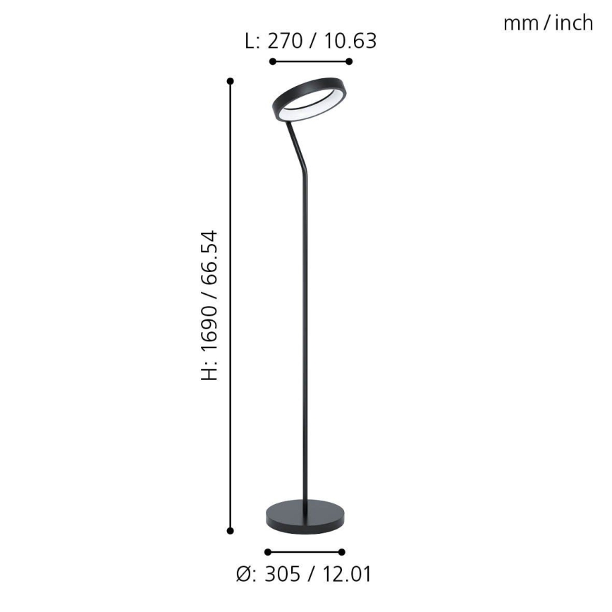 Eglo 32327 - LED RGBW dimbare vloerlamp MARGHERA-C LED/15,5W/230V 2700-6500K zwart