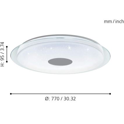 Eglo 32344 - LED RGBW dimbare plafondlamp LANCIANO-C LED/53W/230V 2700-6500K + afstandsbediening