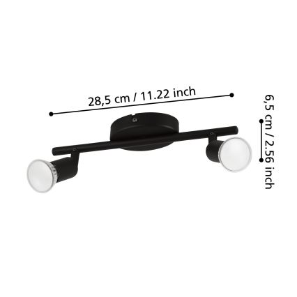 Eglo - LED Spot 2xGU10/2,8W/230V 3000K zwart