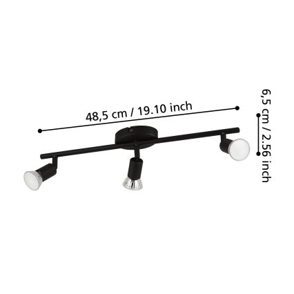 Eglo - LED Spot 3xGU10/2,8W/230V 3000K zwart