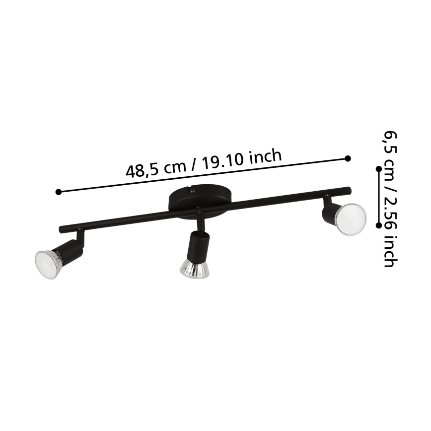 Eglo - LED Spot 3xGU10/2,8W/230V 3000K zwart