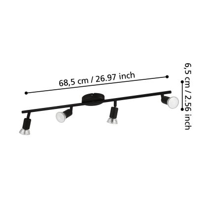 Eglo - LED Spot 4xGU10/2,8W/230V 3000K zwart