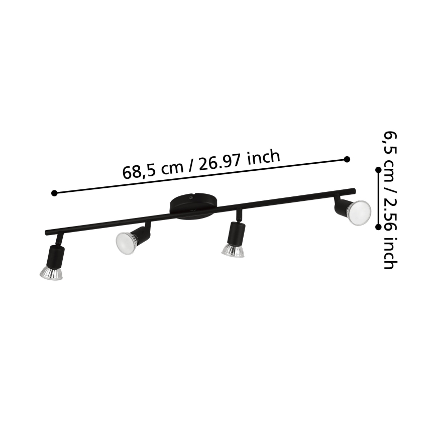 Eglo - LED Spot 4xGU10/2,8W/230V 3000K zwart