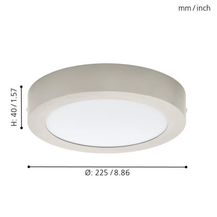 Eglo 32442 - LED-plafondlamp FUEVA 1 LED/18W/230V Ø 22,5 cm