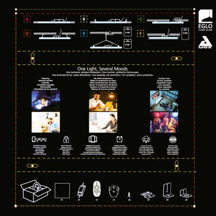 Eglo 32547 - LED RGBW Dimbaar Bevestigd/inbouw panel 2in1 SALOBRENA-C LED/34W/230V wit 60x60 cm + afstandsbediening