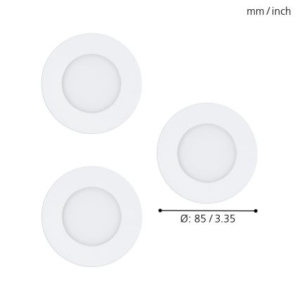 Eglo - SET van 3 dimbare RGB-LED inbouwspots FUEVA-C 1xLED/3W/230V Ø 8,5 cm