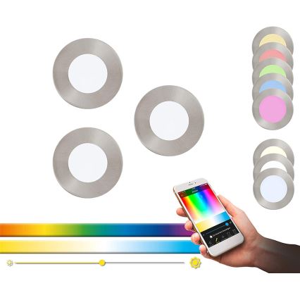 Eglo - SET 3x LED RGB Dimbare hangende plafondverlichting FUEVA-C 1xLED/3W/230V