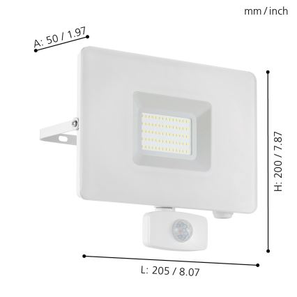 Eglo - LED Schijnwerper met sensor LED/50W/230V IP44