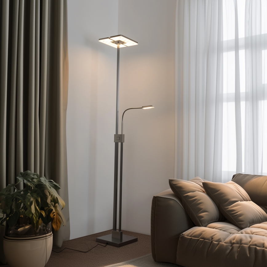 Eglo 33182 - Dimbare LED Staande lamp SOLANO 1xLED/26W/230V +1xLED/3,2W 3000K mat chroom