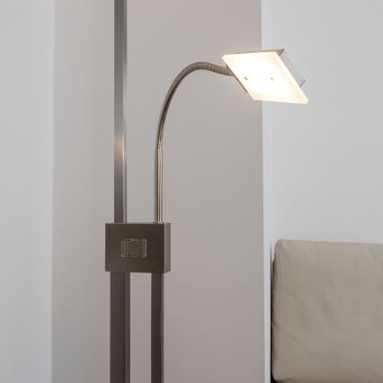 Eglo 33182 - Dimbare LED Staande lamp SOLANO 1xLED/26W/230V +1xLED/3,2W 3000K mat chroom