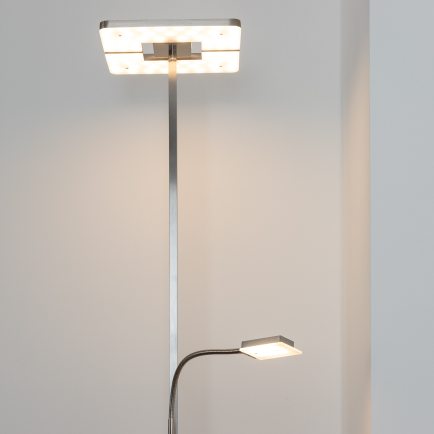 Eglo 33182 - Dimbare LED Staande lamp SOLANO 1xLED/26W/230V +1xLED/3,2W 3000K mat chroom
