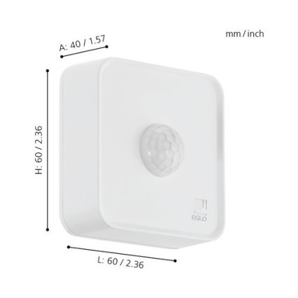 Eglo 33236 - Buiten bewegingssensor CONNECT SENSOR 3xAA 12 m wit IP44