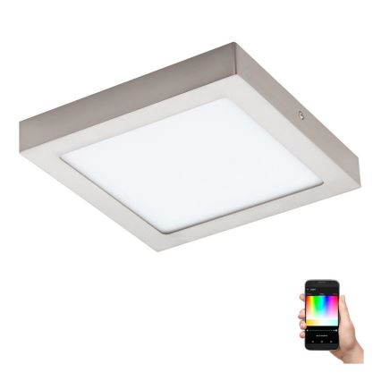 Eglo 33319 - LED RGBW dimbare plafondlamp FUEVA-C LED/15,6W/230V 2700-6500K 22,5x22,5 cm mat chroom