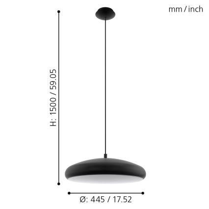 Eglo 33328 - LED RGBW Dimbare hanglamp aan een koord RIODEVA-C LED/27W/230V 2700-6500K zwart