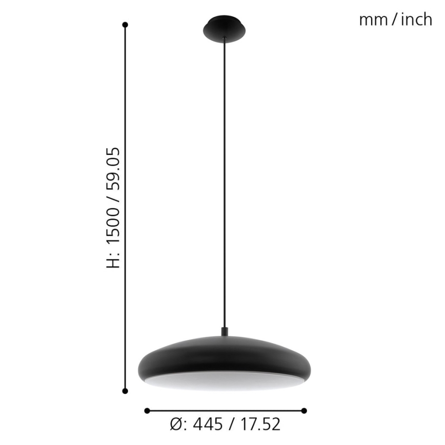 Eglo 33328 - LED RGBW Dimbare hanglamp aan een koord RIODEVA-C LED/27W/230V 2700-6500K zwart