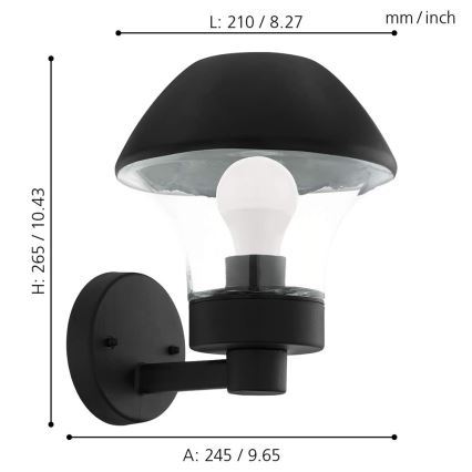 Eglo 33567 - LED-dimbare buitenwandlamp VERLUCCA-C 1xE27/9W/230V IP44