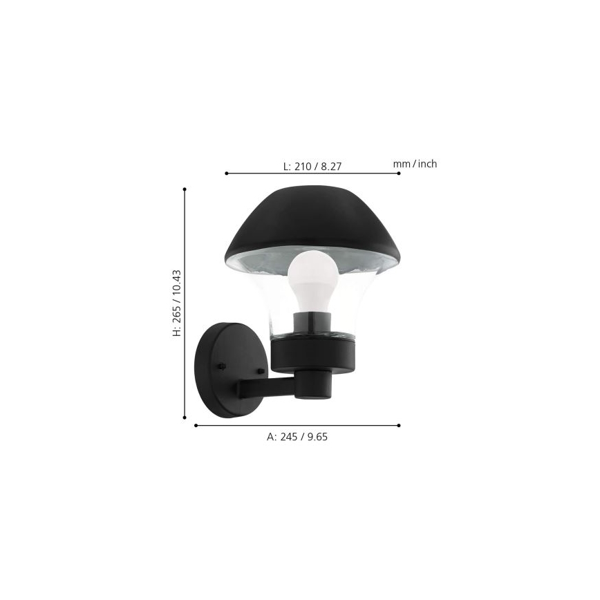 Eglo 33567 - LED-dimbare buitenwandlamp VERLUCCA-C 1xE27/9W/230V IP44
