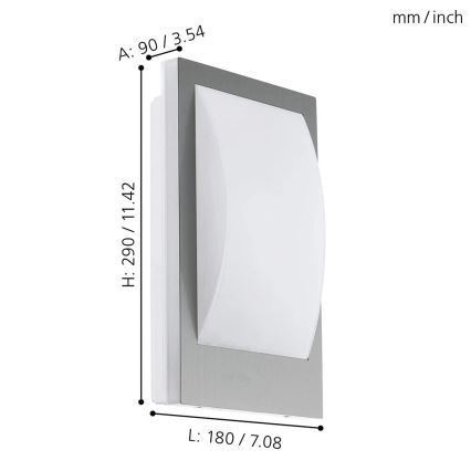Eglo 33569 - LED buitenwandlamp VERRES-C 1xE27/9W/230V IP44 mat chroom